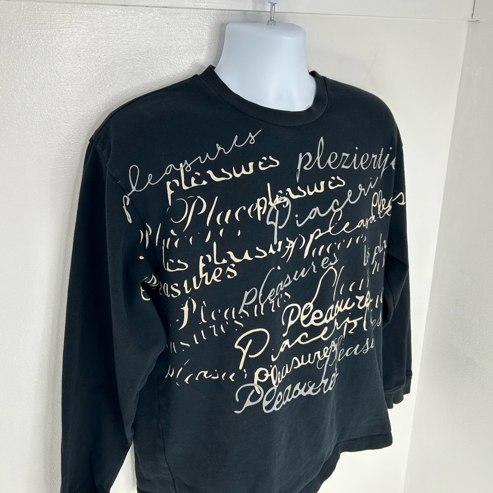 Pleasures Shatter Long Sleeve‎ T Shirt Size Large Streetwear Crewneck Black Logo - Picture 4 of 11